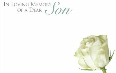 In Loving Memory of a Dear Son with White Rose