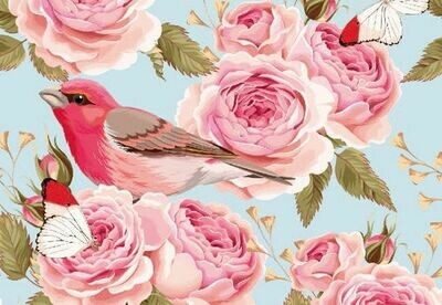 Vintage Flowers and Bird