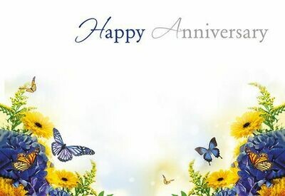 Happy Anniversary with Blue and Yellow Flowers
