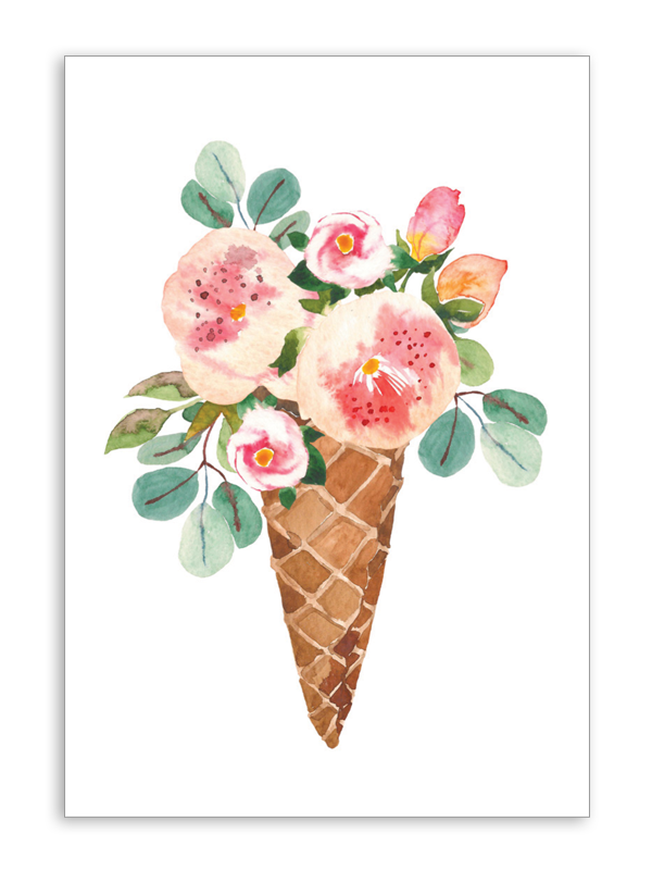 Blank with Ice Cream Flowers Folding Card