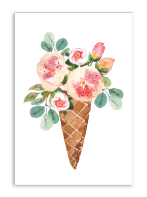 Blank with Ice Cream Flowers Folding Card