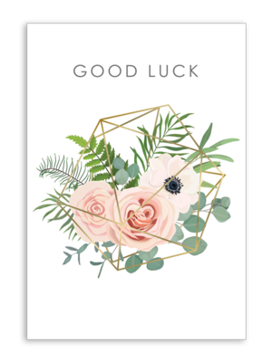 Good Luck with Pastel Flowers Geo Folding Card