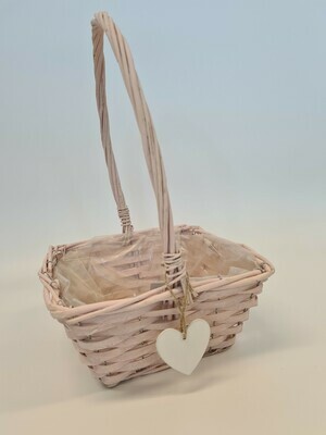 Square Pink Basket with Heart Detail