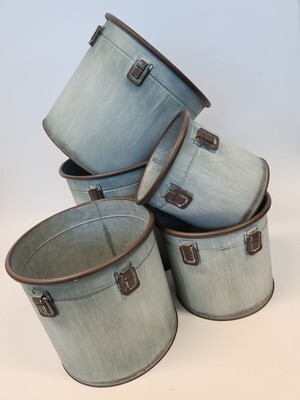 Set of 5 Metal Containers with Buckle Detail