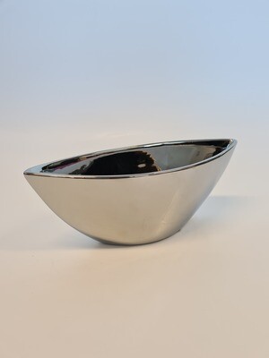 Silver Ceramic Boat Pot