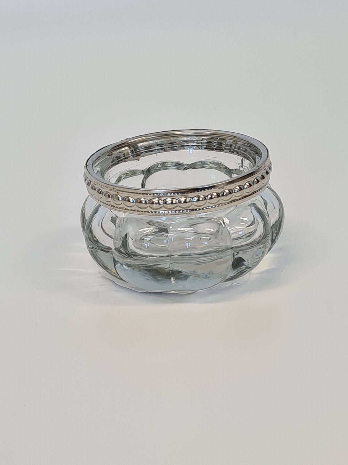 Small Ribbed Tealight Holder with Metal Rim