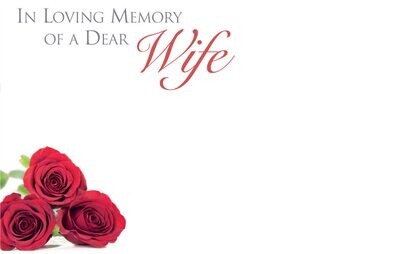 In Loving Memory Of A Dear Wife with Red Rose