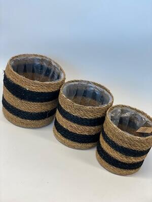 Set of 3 Braided Seagrass and Jute