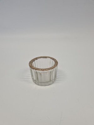 Glass Tea Light Holder with Gold Rim Short