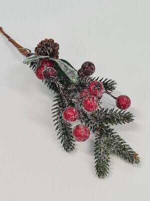 Spruce Pick with Berries and Pinecone