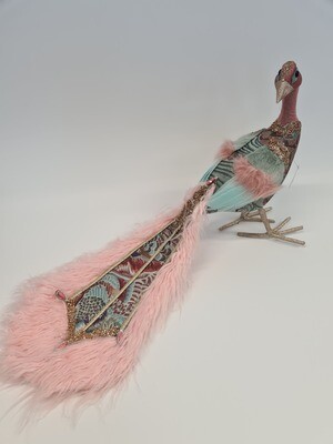 Small Pink Fabric Peacock