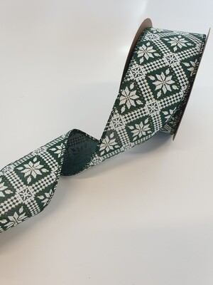 Green with White Snowflake Pattern