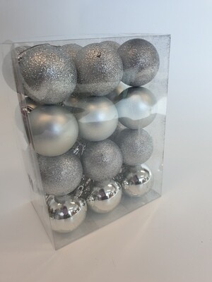 Box of Shatterproof Baubles Silver