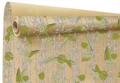 Kraft paper tropical leaf print