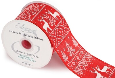Wired Edge Festive Reindeer Red/white