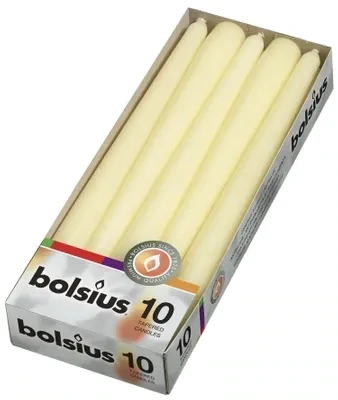 BOLSIUS TAPERED CANDLES PACK OF 10 - IVORY