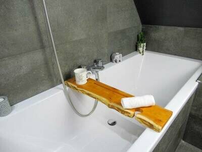 Live Edge Solid Yew wood Bespoke Rustic Bath Caddy Tray Tablet Holder