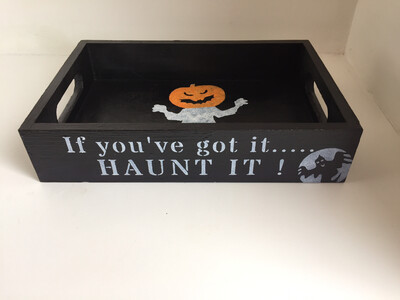 Halloween If you've got it.. HAUNT IT bespoke personalised wooden drinks tray