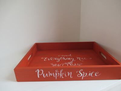 Autumn Pumpkin Spice decorative shabby chic wooden tray Free UK P&P