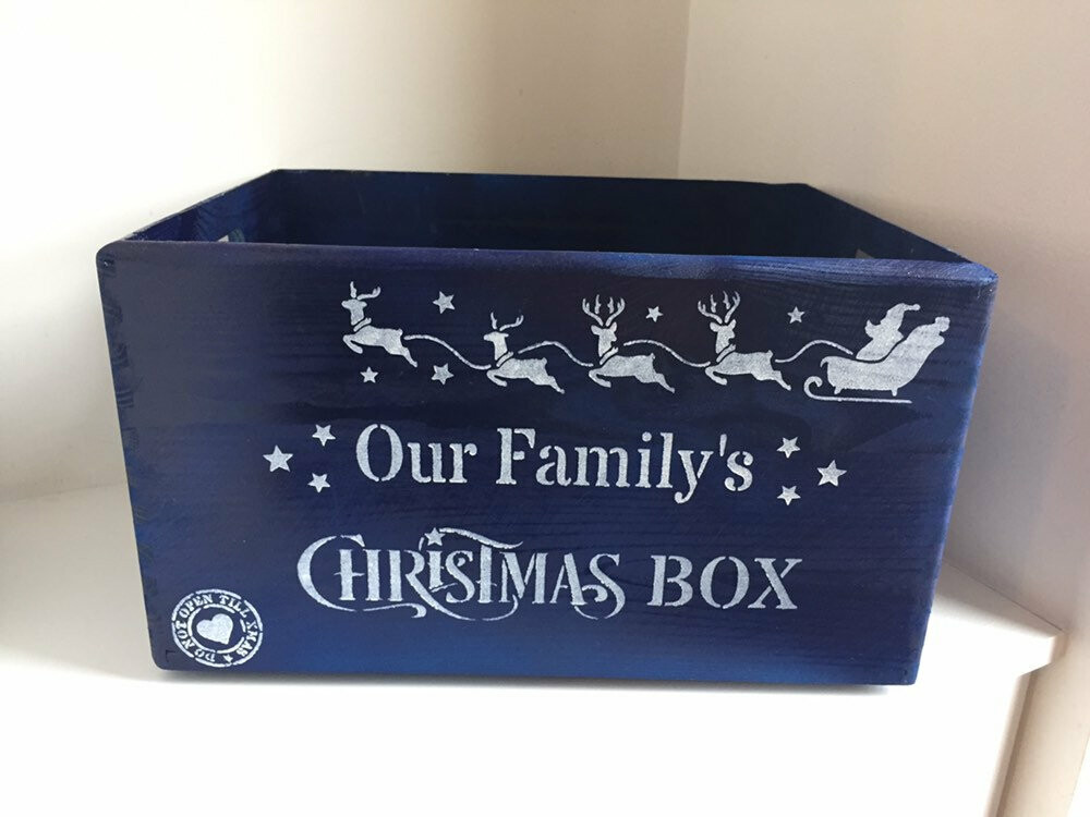 Large Royal Blue Christmas or Christmas Eve box