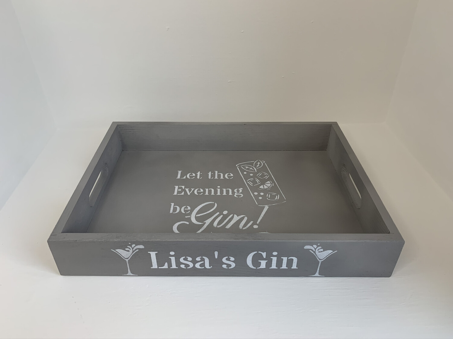 Personalised Name Gin Tray decorative shabby chic wooden tray  Free UK P&P