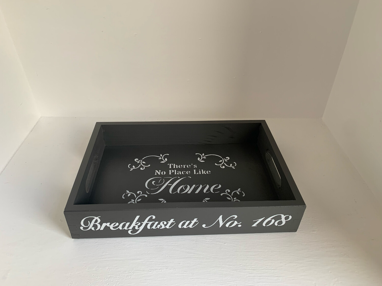 Personalised Breakfast at Name decorative  shabby chic wooden tray  Free UK P&P