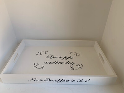 Personalised Name Breakfast in Bed decorative  shabby chic wooden tray  Free UK P&P