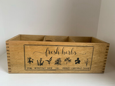 “Fresh Herbs” Garden Fresh Herb flower planter display window box personalised gift decorative shabby chic wooden box