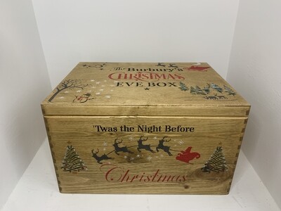 Dark Wood Large Lidded Christmas or Christmas Eve box
