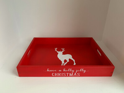 Have A Holly Jolly Christmas decorative shabby chic wooden drinks tray