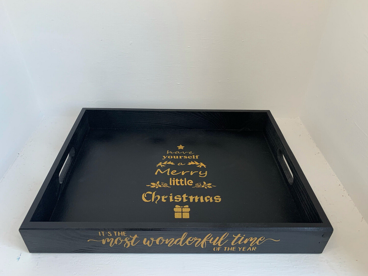 Its the Most wonderful time of the year Christmas decorative shabby chic wooden drinks tray