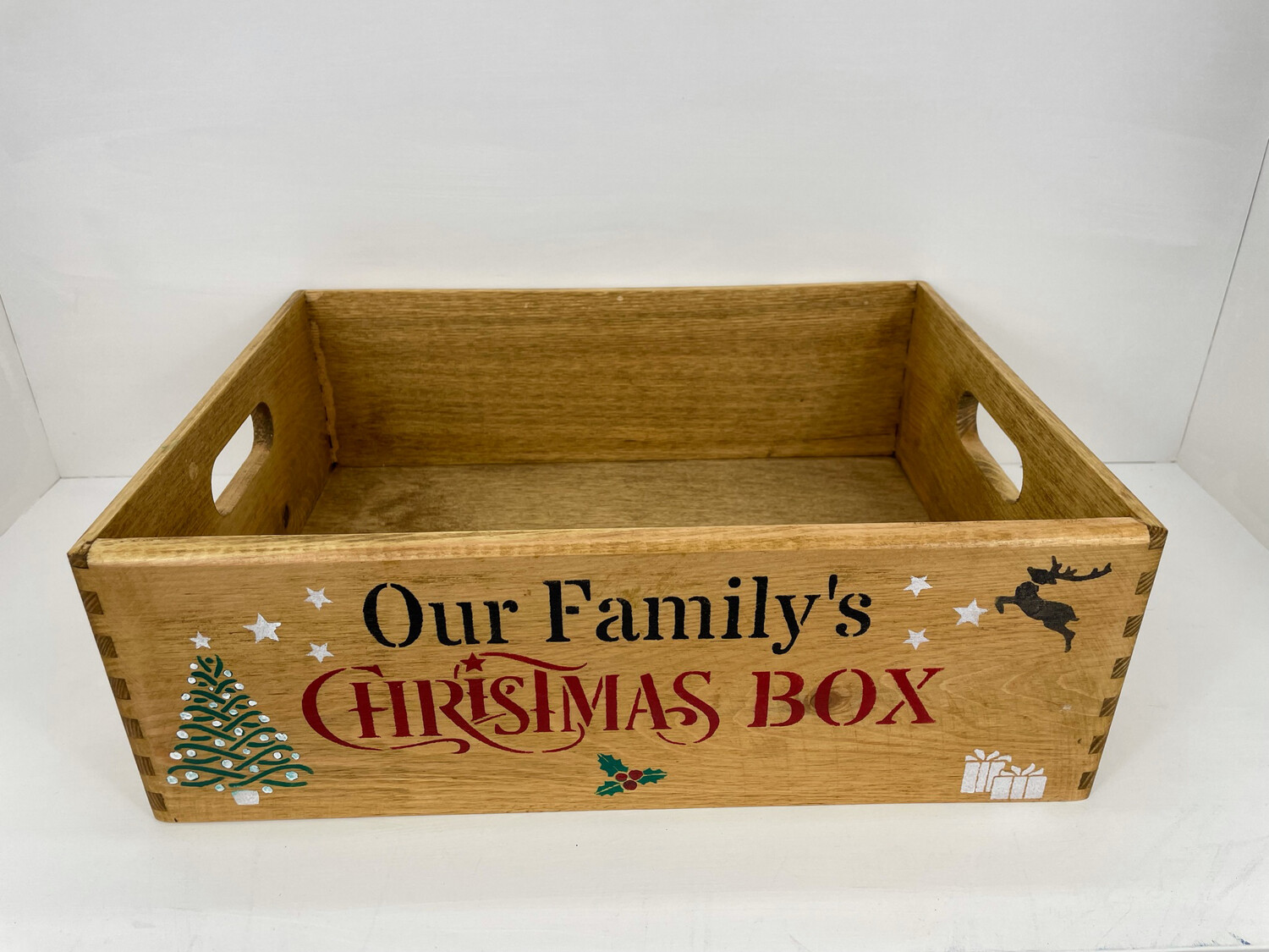 Medium Dark Wood Christmas Eve Box Christmas Box Hamper Box
