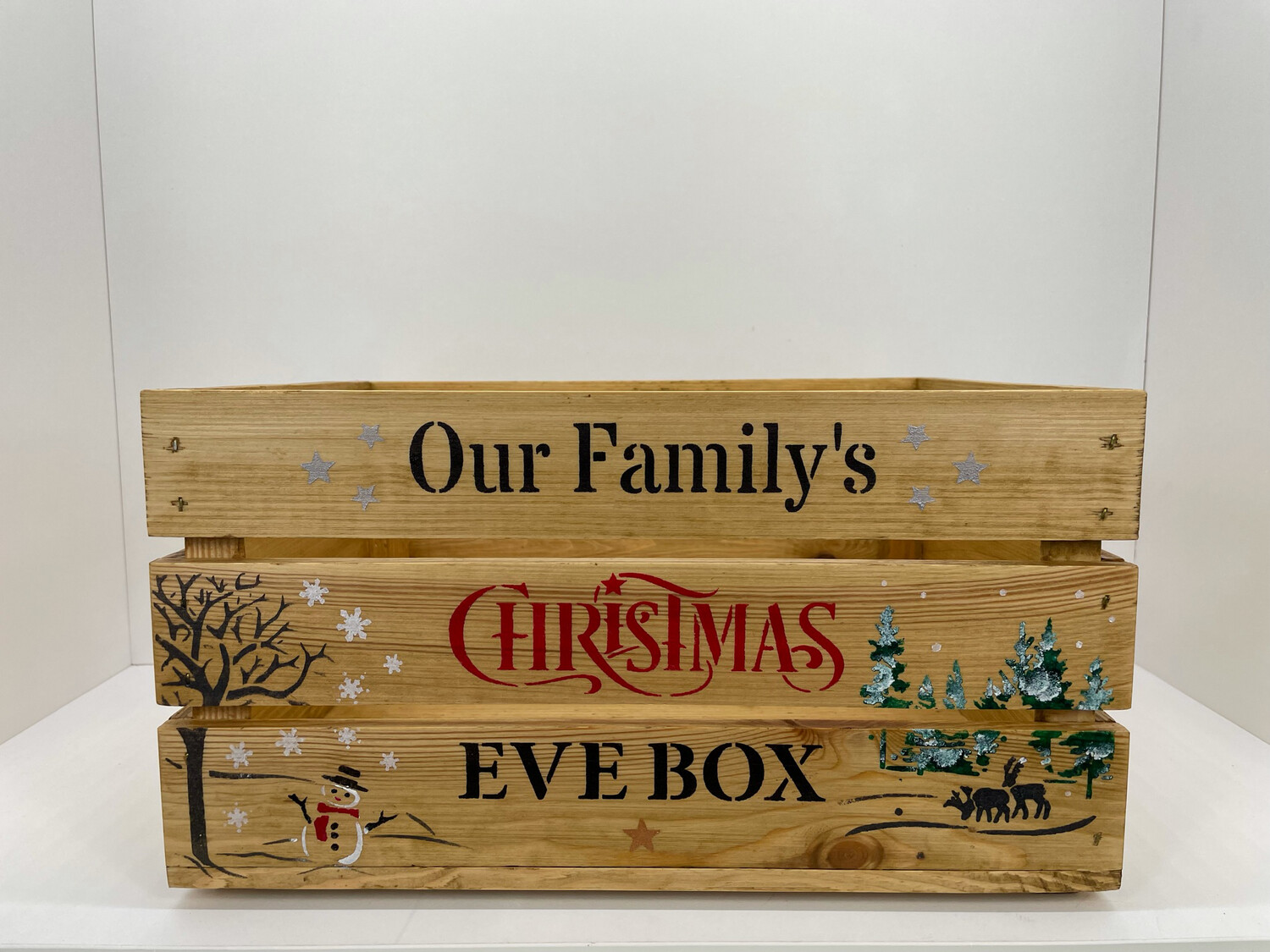 Large Dark Wood Christmas Eve or Christmas Box Crate