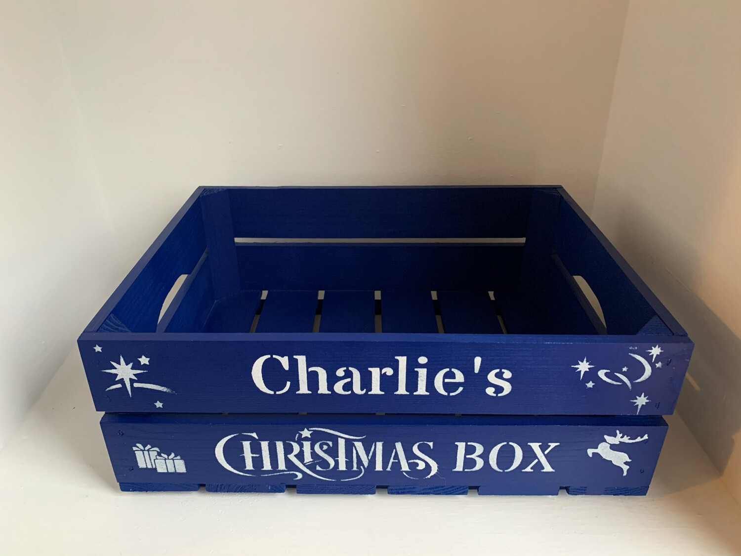 Medium Royal blue Christmas Eve Box Or Christmas Box Crate