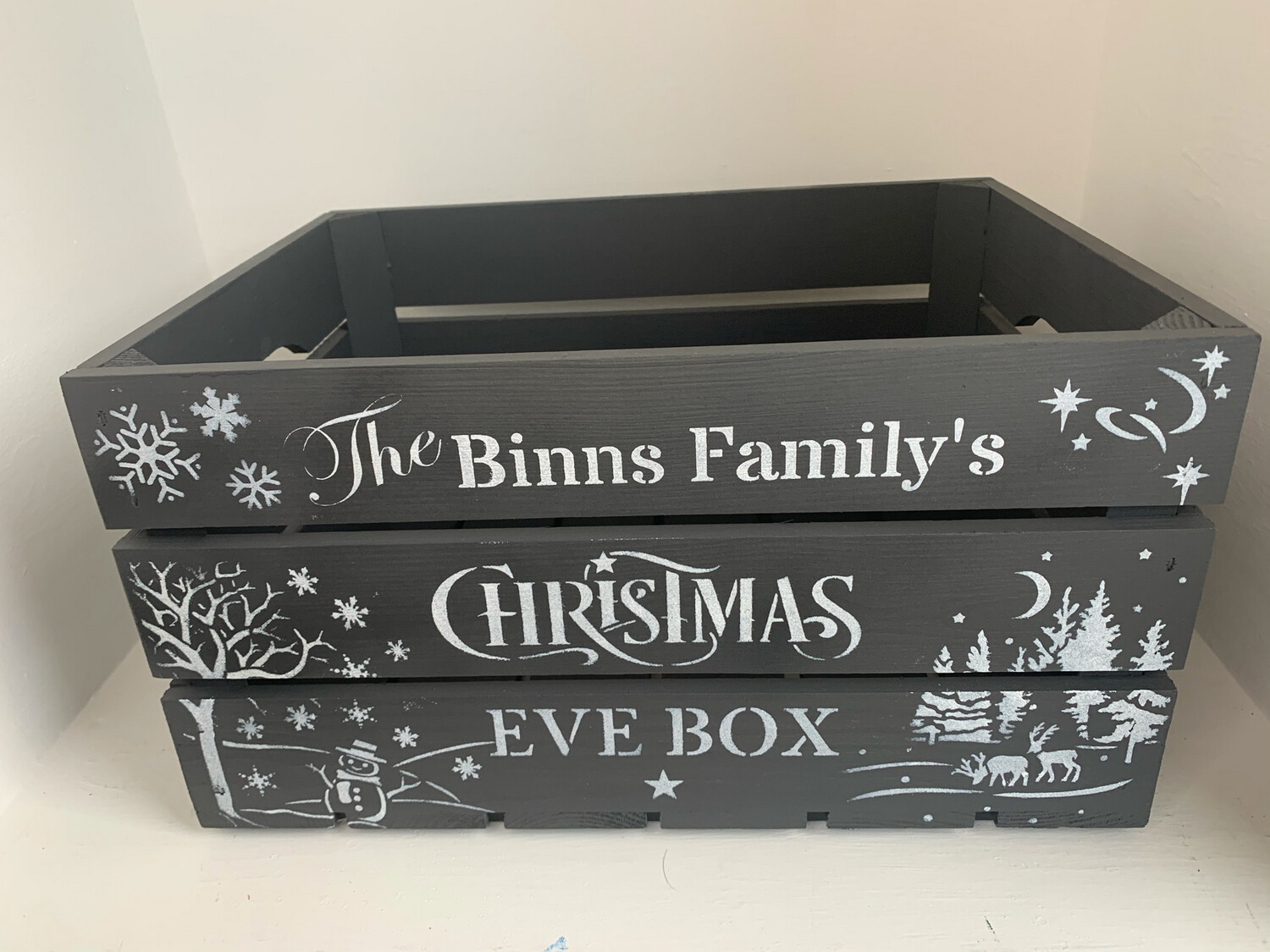 Large Dark Grey Christmas Eve or Christmas Box Crate