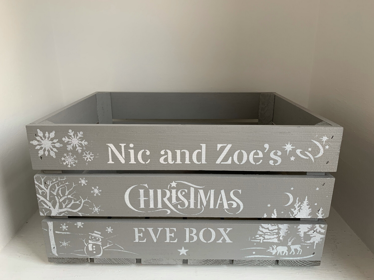 Large Grey Christmas Eve or Christmas Box Crate
