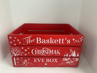 Large Red Christmas Eve or Christmas Box Crate
