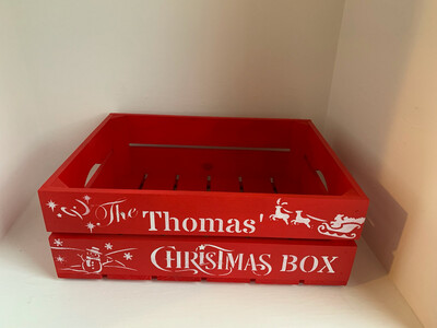 Medium Red Christmas Eve Box Or Christmas Box Crate
