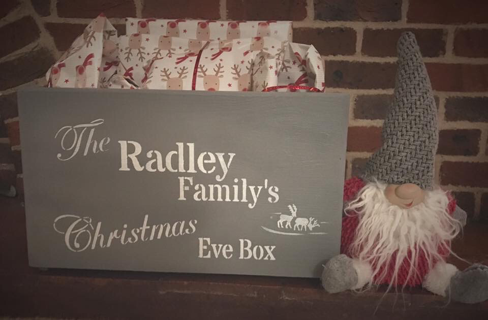 Large Grey Christmas Eve Or Christmas box Solid Wood Box