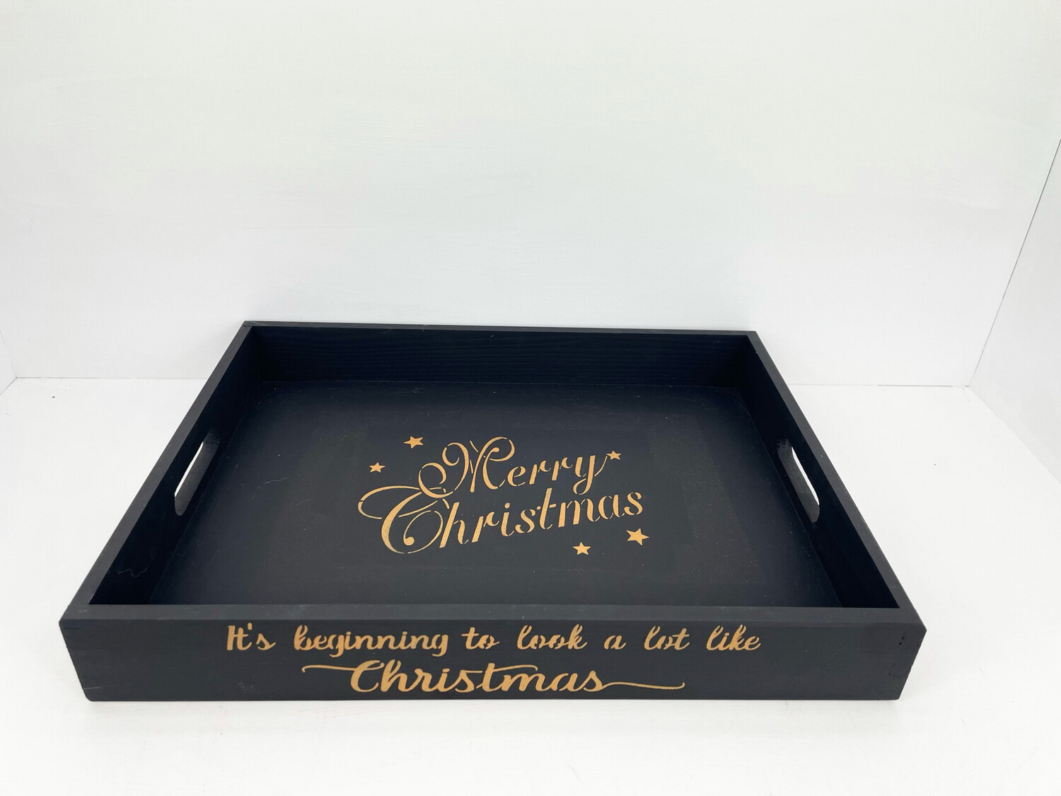 Its Beginning To Look A Lot Like Christmas decorative shabby chic wooden drinks tray