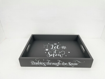 Dashing Through The Snow Christmas decorative shabby chic wooden drinks tray