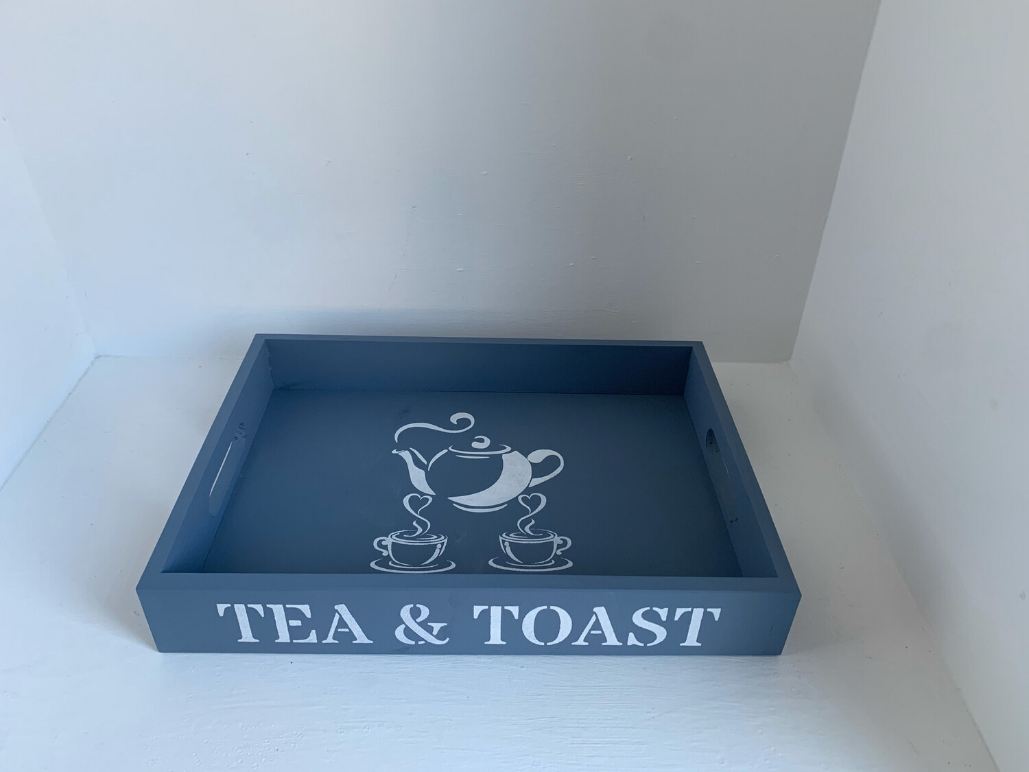 Tea and Toast decorative  shabby chic wooden tray  Free UK P&P