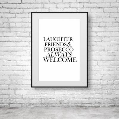 Laughter Friends & Prosecco Print | Kitchen Wall Art | Kitchen Prints | Food Prints | Kitchen Print | Kitchen Decor | Home Prints | Home Print