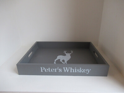 Personalised Whisky Or Whiskey Tray shabby chic wooden tray  Free UK P&P