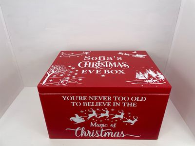 Red Large Lidded Christmas or Christmas Eve box