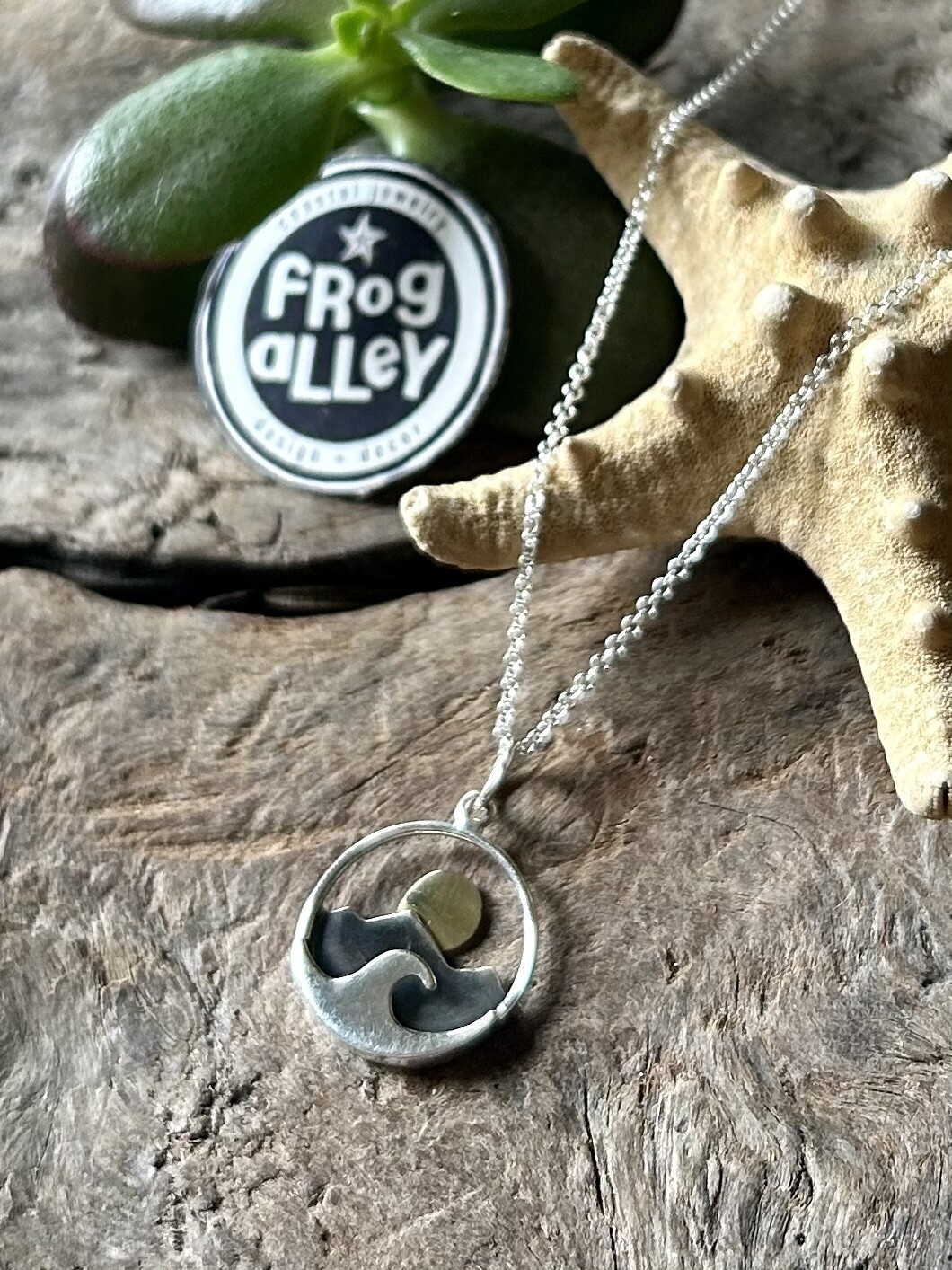 Mountain &amp; Ocean with Bronze Sun Necklace