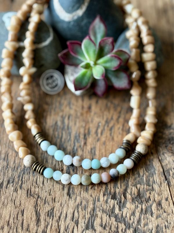 Amazonite, Brass &amp; Natural Coral