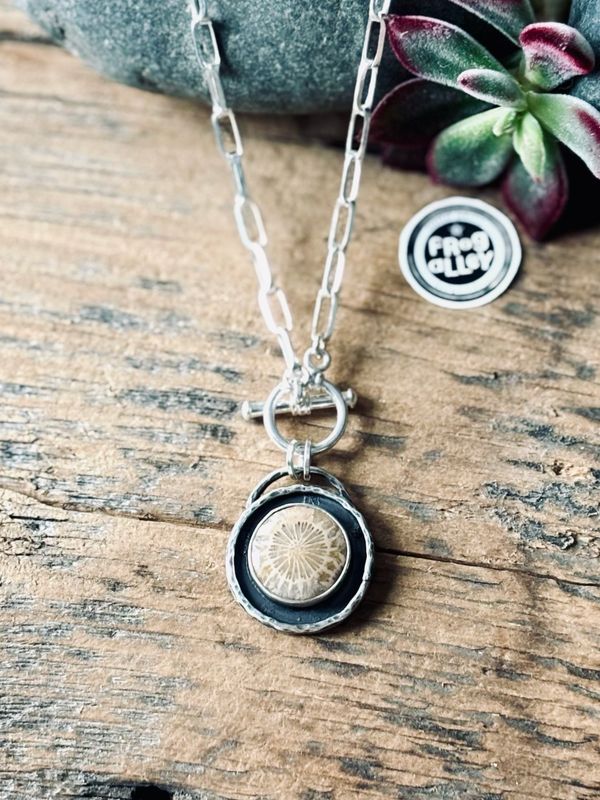 Coral Fossil ~Paperclip Necklace