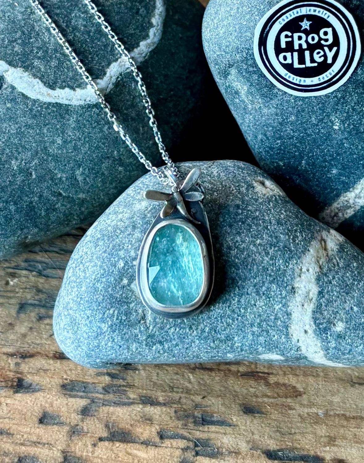 Aqua Kyanite ~ Dragonfly Necklace