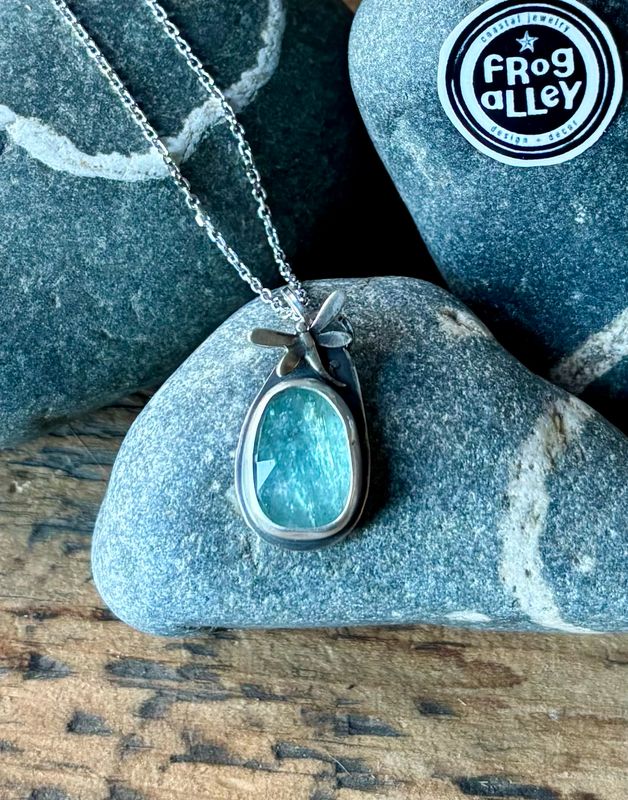 Aqua Kyanite ~ Dragonfly Necklace